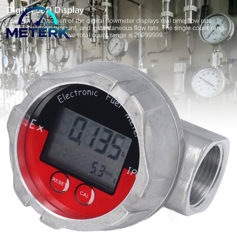 Meterk Electronic Turbine Flowmeter LCD Display Screen 1 Inch Flow Meter 2.6-26GPM Maximum 20MPa for Diesel Gasoline Water Giá 685,000 Đồng*Miễn phí vận chuyển