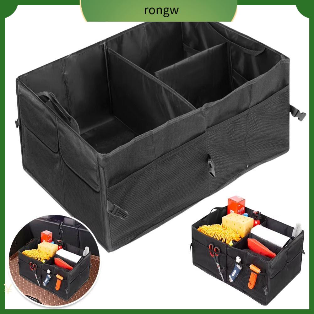 RONGW Dung lượng lớn Túi đựng đồ trong cốp xe Nhiều ngăn Có thể gập lại Bộ tổ chức đồ dùng xe hơi Di động Phổ quát Hộp đựng đồ ô tô