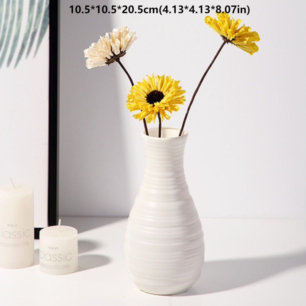 CHTM32 Imitation Ceramic Nordic Flower Vase Creative Simple Flower Arrangement Container Modern Durable Plastic Flower Pot Home Decoration