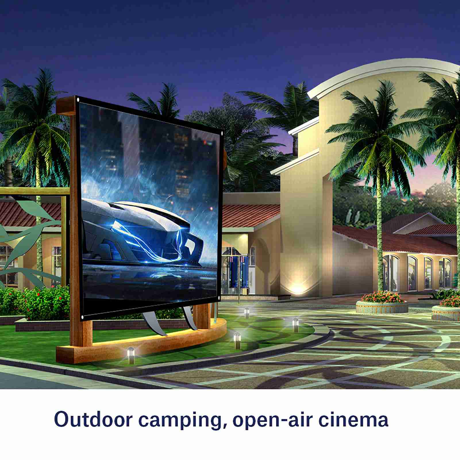 Đường chéo 60100 inch xách tay có thể gập lại trắng màn hình máy chiếu 4:3 cho cắm trại ngoài trời phim (Ailgelyd61pgichyk-01)
