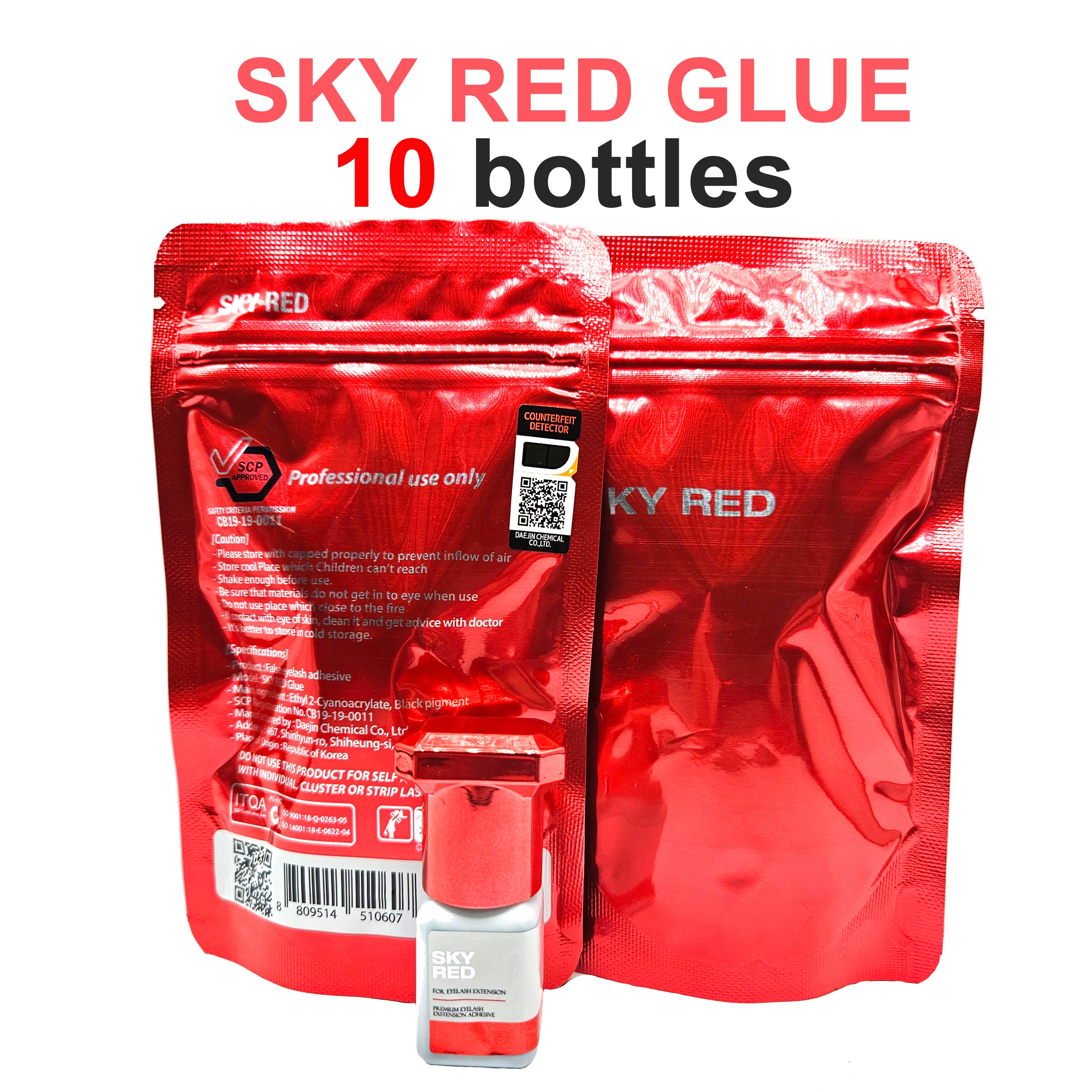 10Bottles/Lot New Sky Glue Red For Eyelash Extension Korea Original Fast Drying Retention 6-7 Weeks Grafting Lash Strong Glue