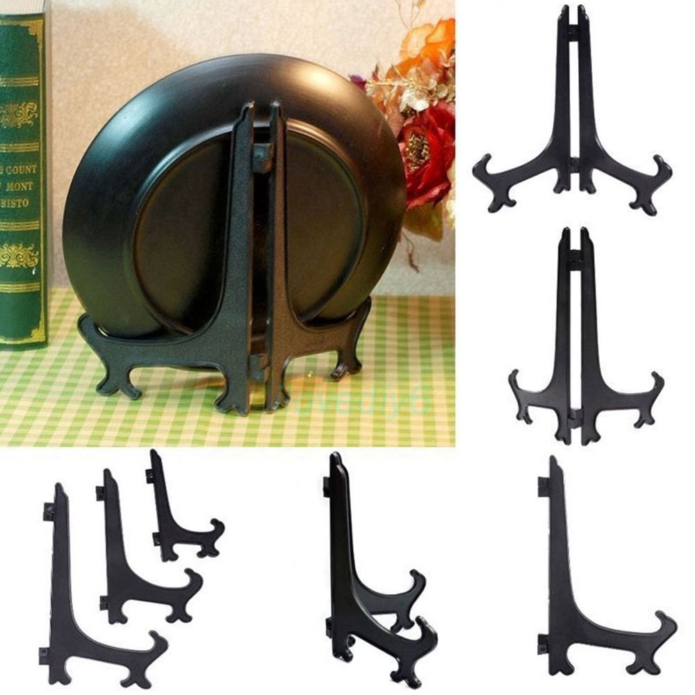 48 Pieces Easel Stands 3 Inch Plastic Plate Stand Holder Display Picture  Easel Stand for Display Picture Frame (Black) 