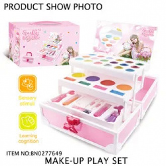 3 shelf fashion girls beauty makeup toy pretend play cosmetics case set - ảnh sản phẩm 1