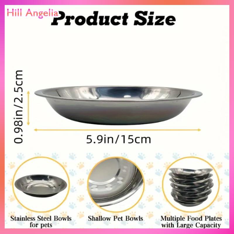 [Hill Angelia] 1 5 cái bát cho thú cưng bát thức ăn cho mèo Bát cho chó bát cho thỏ khay cho thú cưng Bát súp dày bằng thép không gỉ khay bát cơm đa năng - 7