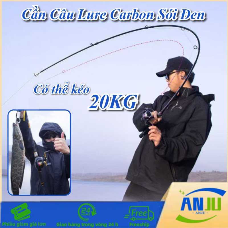 【Au Ju Store】Cần Câu Carbon 2 Khúc Đa Năng - Thiết Kế Mạnh Mẽ, Độ Cứng M, Chuyên Câu Lóc, Chẽm, Mú & Cá Lớn
