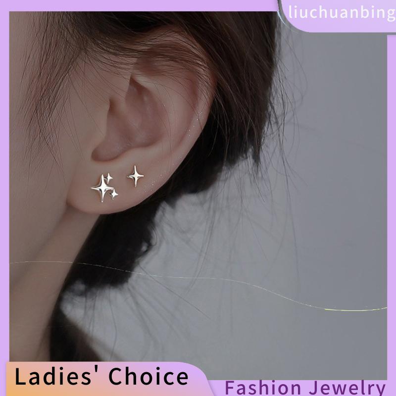 [COD] liuchuanbing Jewellery 1 cặp tối giản kim bạc đinh tán Tai Tulip nhỏ Anh đào tình yêu nhỏ bông