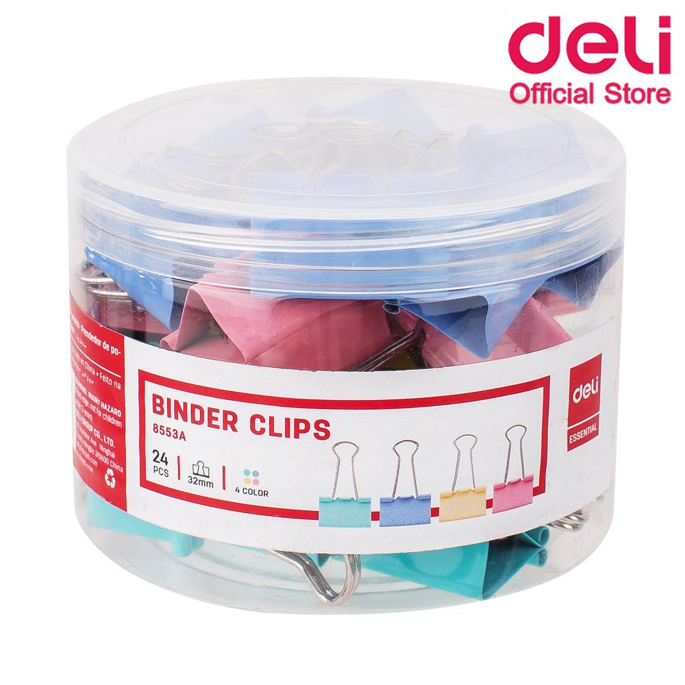 Paper Cilps 32 mm Deli คลิปหนีบกระดาษแฟนซี (24 ชิ้น) คลิปหนีบกระดาษ คลิปหนีบโลหะ อุปกรณ์การเรียน ของใช้สำนักงาน ราคา 89 บาท*ส่งฟรี