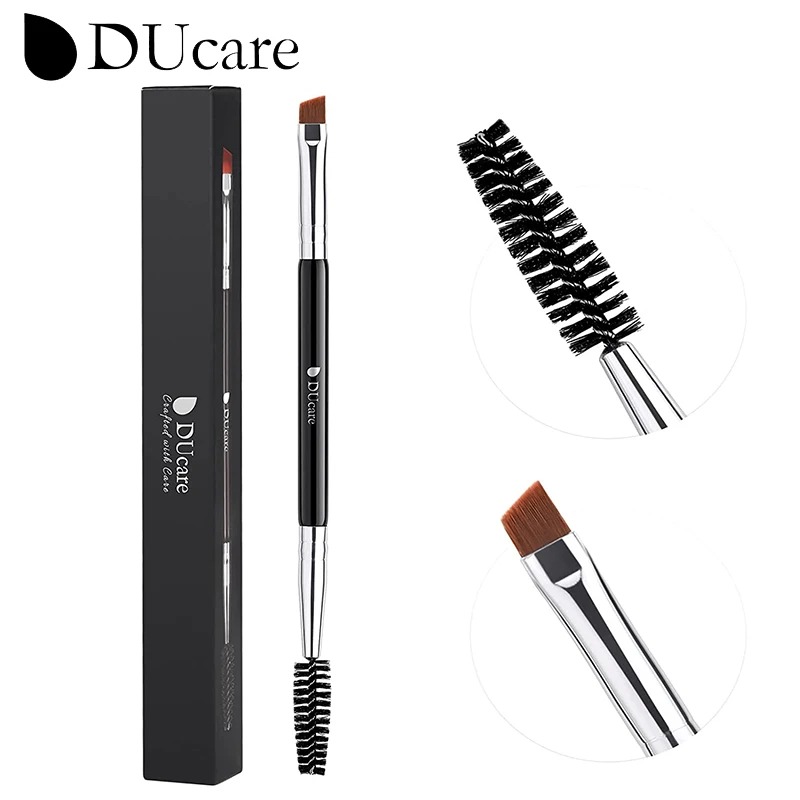 Ducare 2 trong 1 cọ trang điểm cọ chải lông mày Lược chải mi cọ trang điểm kép kết thúc cọ có góc sp