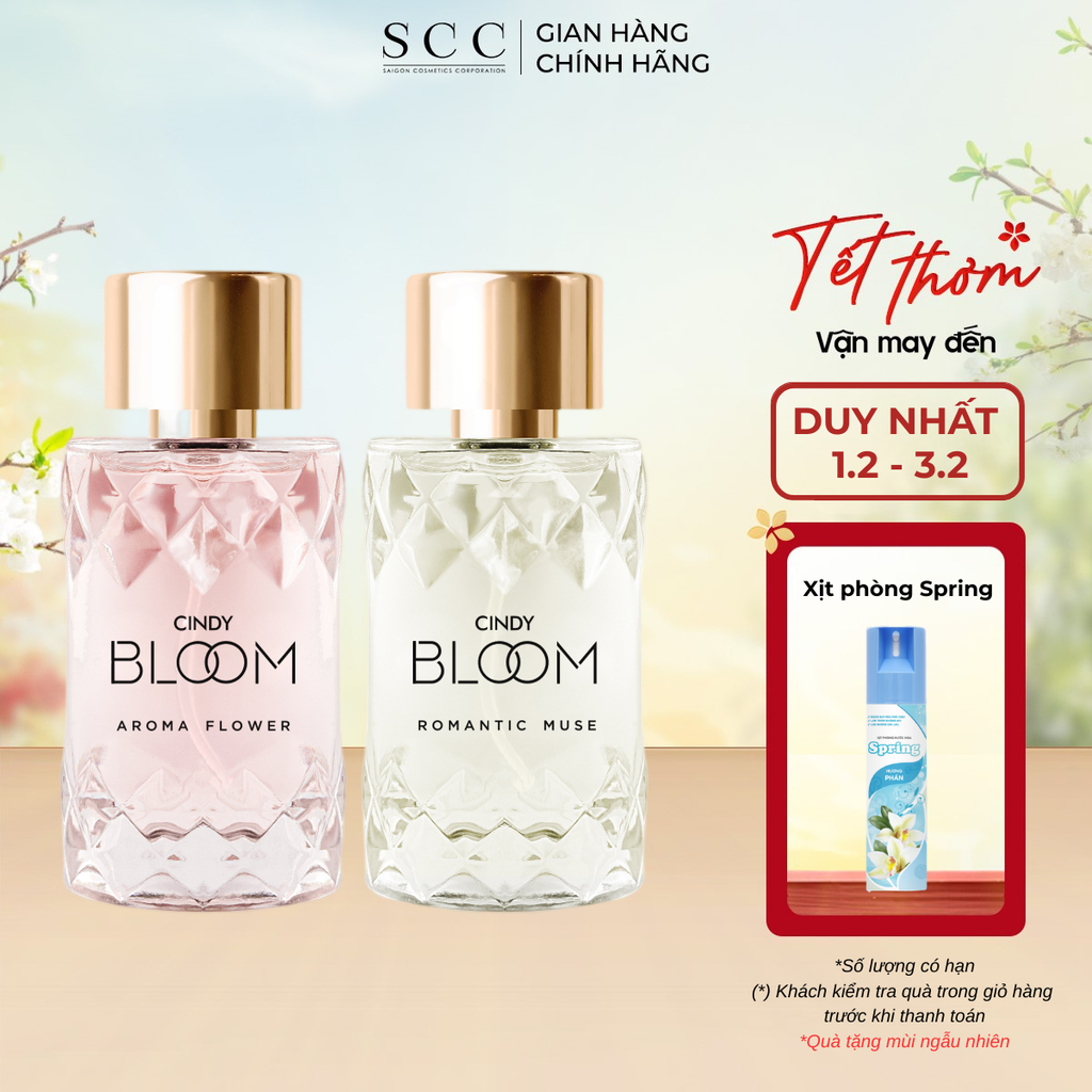Combo 2 Nước Hoa Nữ Cindy Bloom Aroma Flower Hương Ngọt Ngào Nữ Tính + Romantic Muse Hương Quyến Rũ 