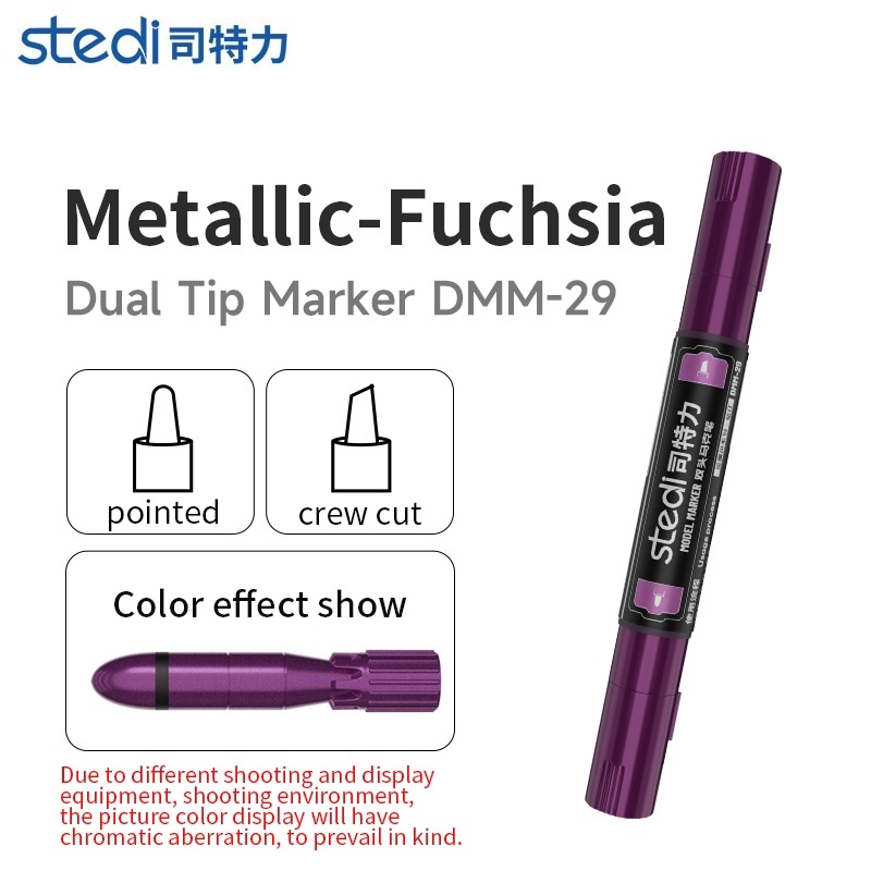 Stedi Double-Headed Marker Metallic Color DMM 20~31 Gundam Model Coloring Tool Hand-Painting Touch-up Pen for Figurines Flat & Pointed Tip