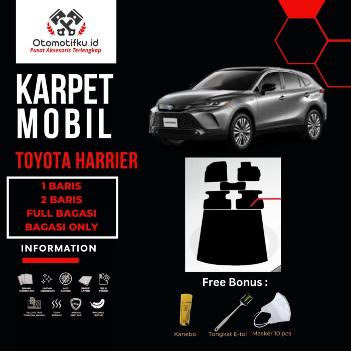 [ OTOMOTIFKU ] Karpet Mobil Toyota Harrier Bahan Double Layer Rubber Eva Premium Harga 770,000 rupiah*Gratis Ongkir