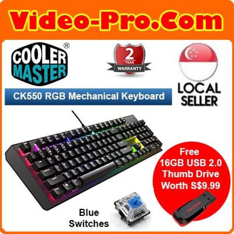 Free 16gb Thumb Drive Cooler Master Ck550 Rgb Mechanical Gaming Keyboard Gateron Blue Brown Red