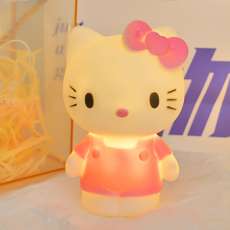 Kawaii Sanrio Hello Kitty LED Night Light 3D Mold Anime Bedroom Ornament Night Light Birthday Cake Decor 三丽鸥KT小夜灯