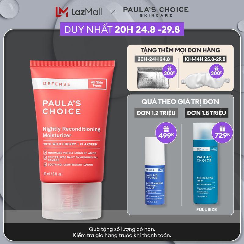 Dưỡng ẩm ban đêm, khôi phục vẻ tươi trẻ cho làn da mềm mịn Paula’s Choice Defense Nightly Reconditioning Moisturizer 60ml 2220