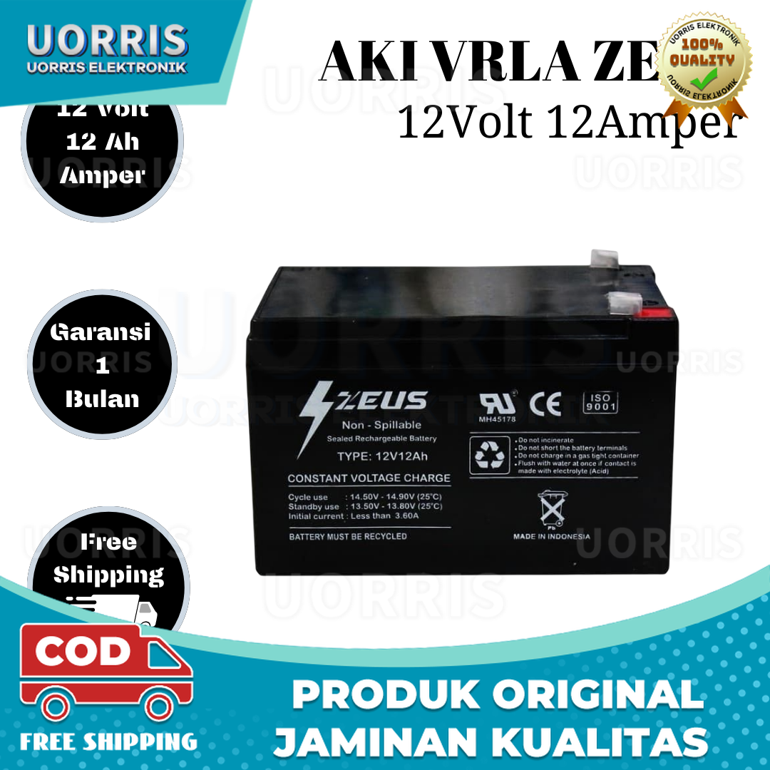 Aki Sepeda Listrik 12v 12ah MF kering VRLA Zeus Battery Harga 125,000 rupiah*Gratis Ongkir