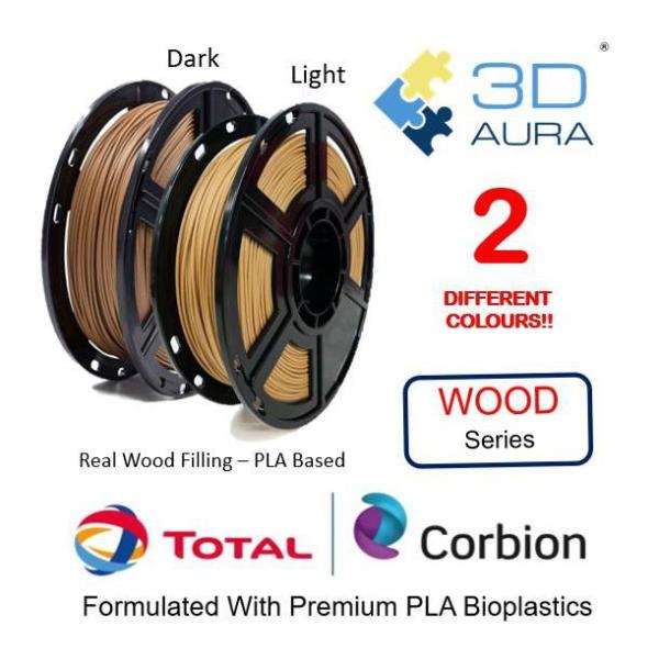 ┇  3D AURA Wood Fill (20  real Wood) PLA based 3D Printer Filament 1.75mm Singapore