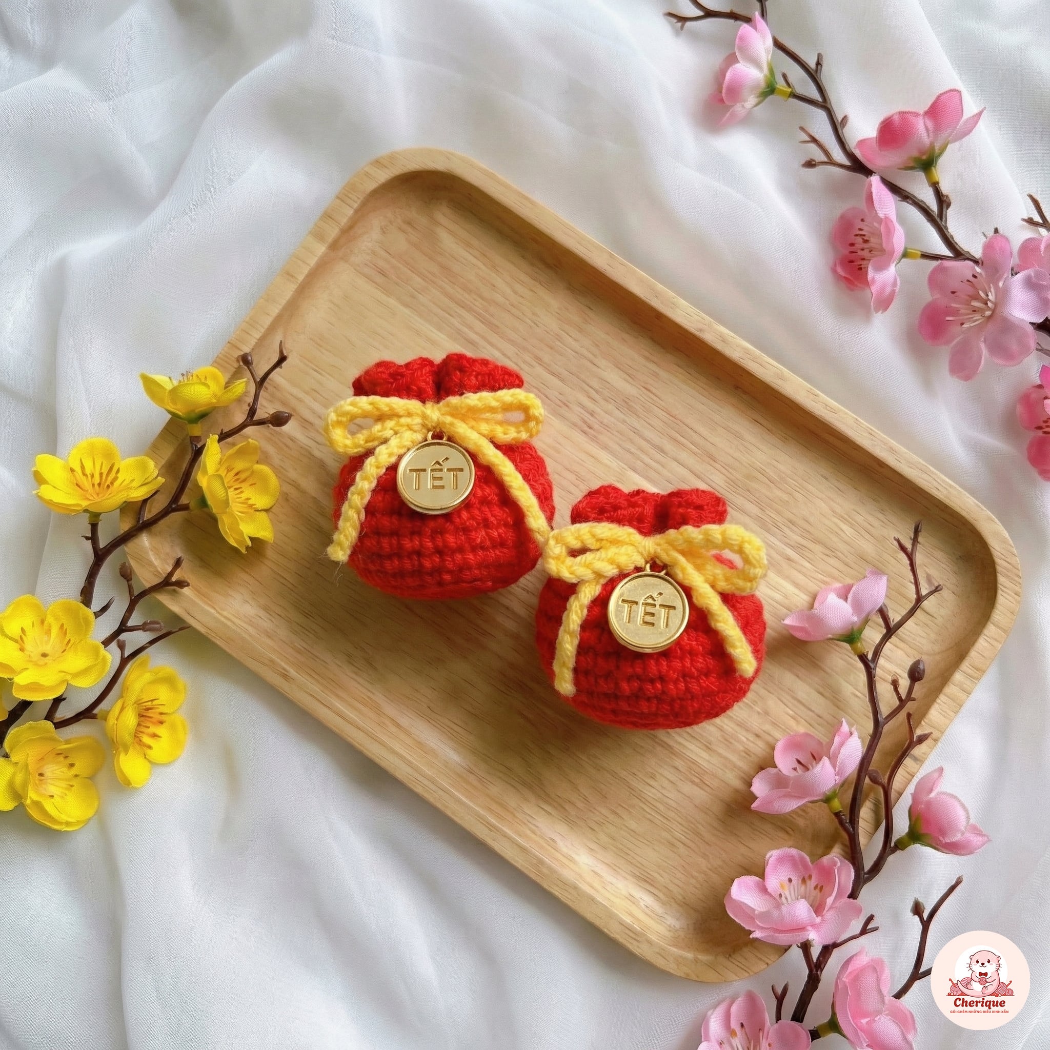 Móc khóa túi lộc Tết len handmade