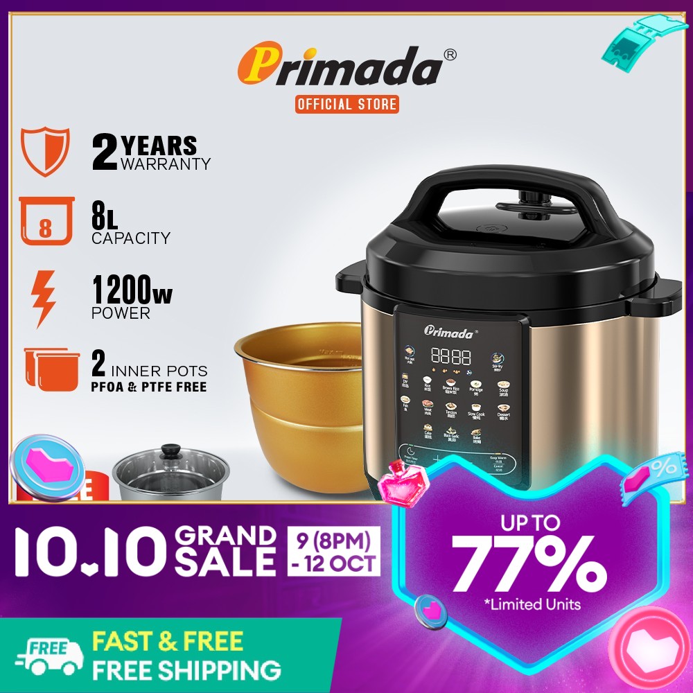 Primada Pressure Cooker With Free Accessories Steam Rack