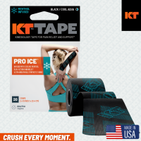 KT Tape Pro ICE - 20 Strips - 2″ x 10″ - Black/Cool Aqua