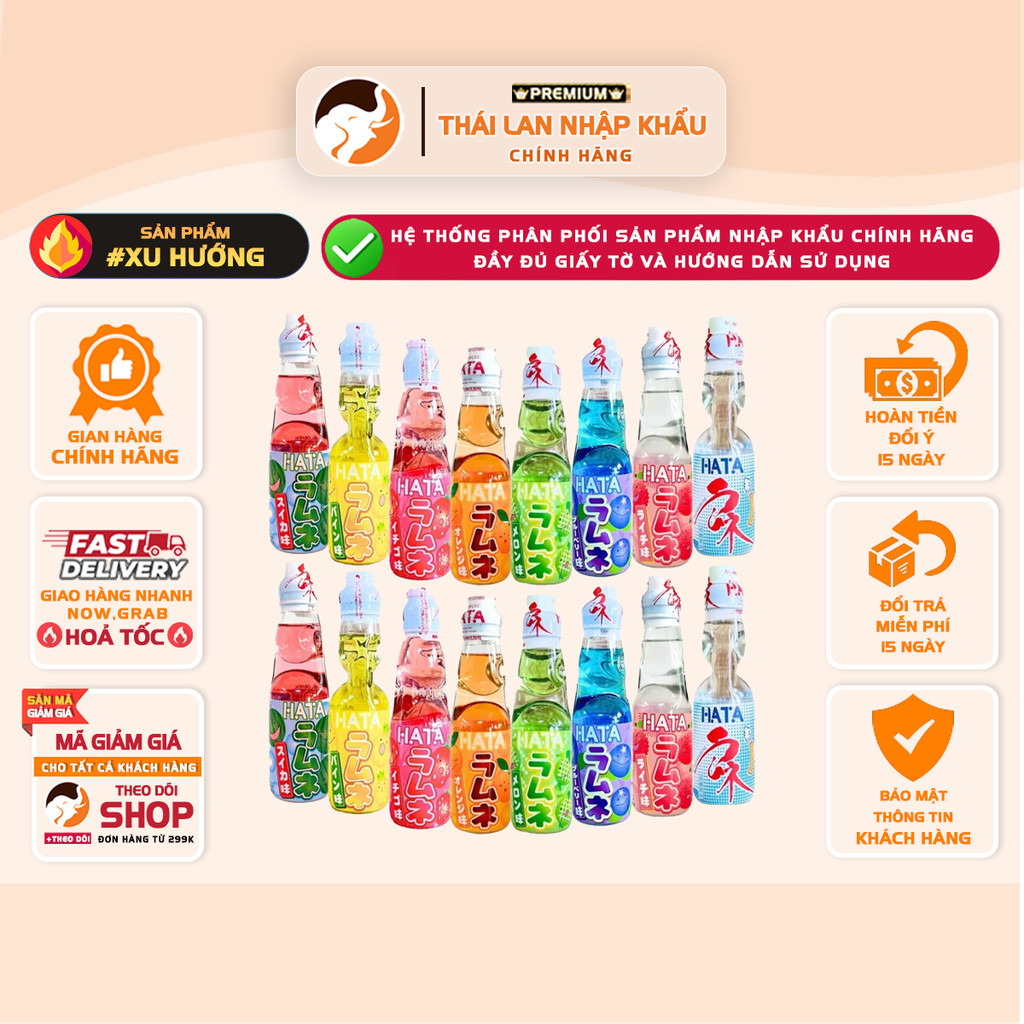 [COMBO 3 CHAI] Nước Soda Ramune Hata Nhật Bản Nhiều Vị – Chai 200ml