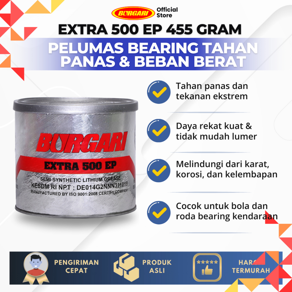 Burgari grease extra 500ep 455 gr/grease bearing Harga 94,000 rupiah*Gratis Ongkir