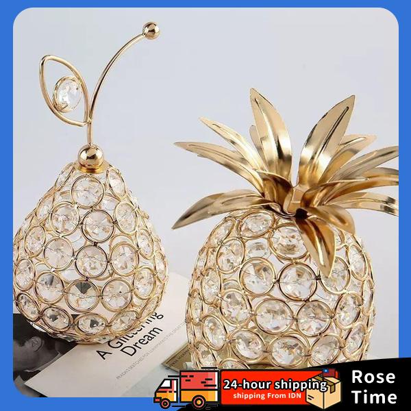 TERBARU 【COD】3PCS CRYSTAL NANAS PEAR APPLE PAJANGAN MEWAH SWARLOVSKY PIR / NANAS / APEL ORNAMEN KRISTAL BUAH / DEKORASI RUANG TAMU KRISTAL | COD