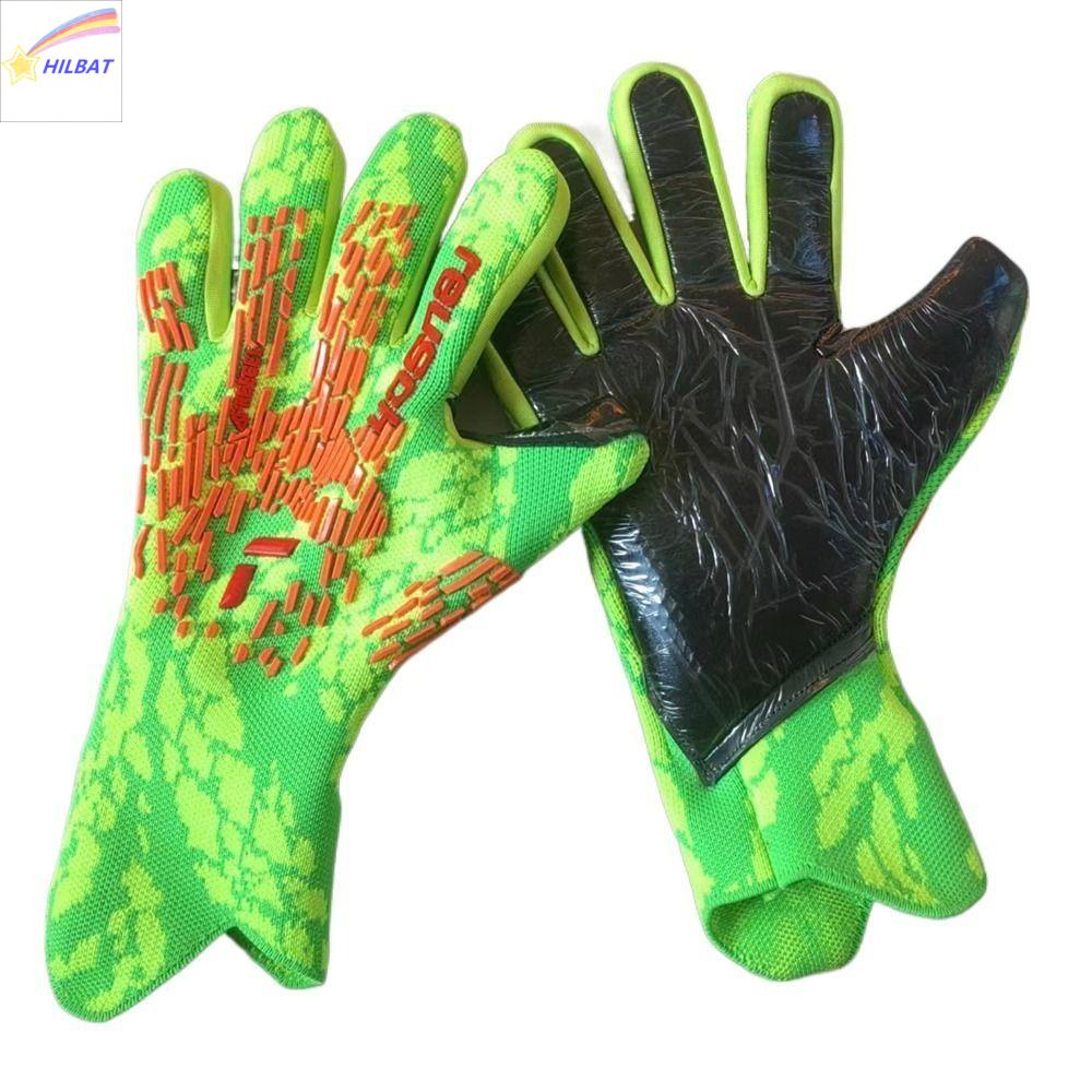 HILBAT 1 Pair of Đệm Găng tay thủ môn Thoáng khí Chống trượt Găng tay cao su Huấn luyện bóng đá Chống mài mòn Găng tay thủ môn bóng đá Người lớn