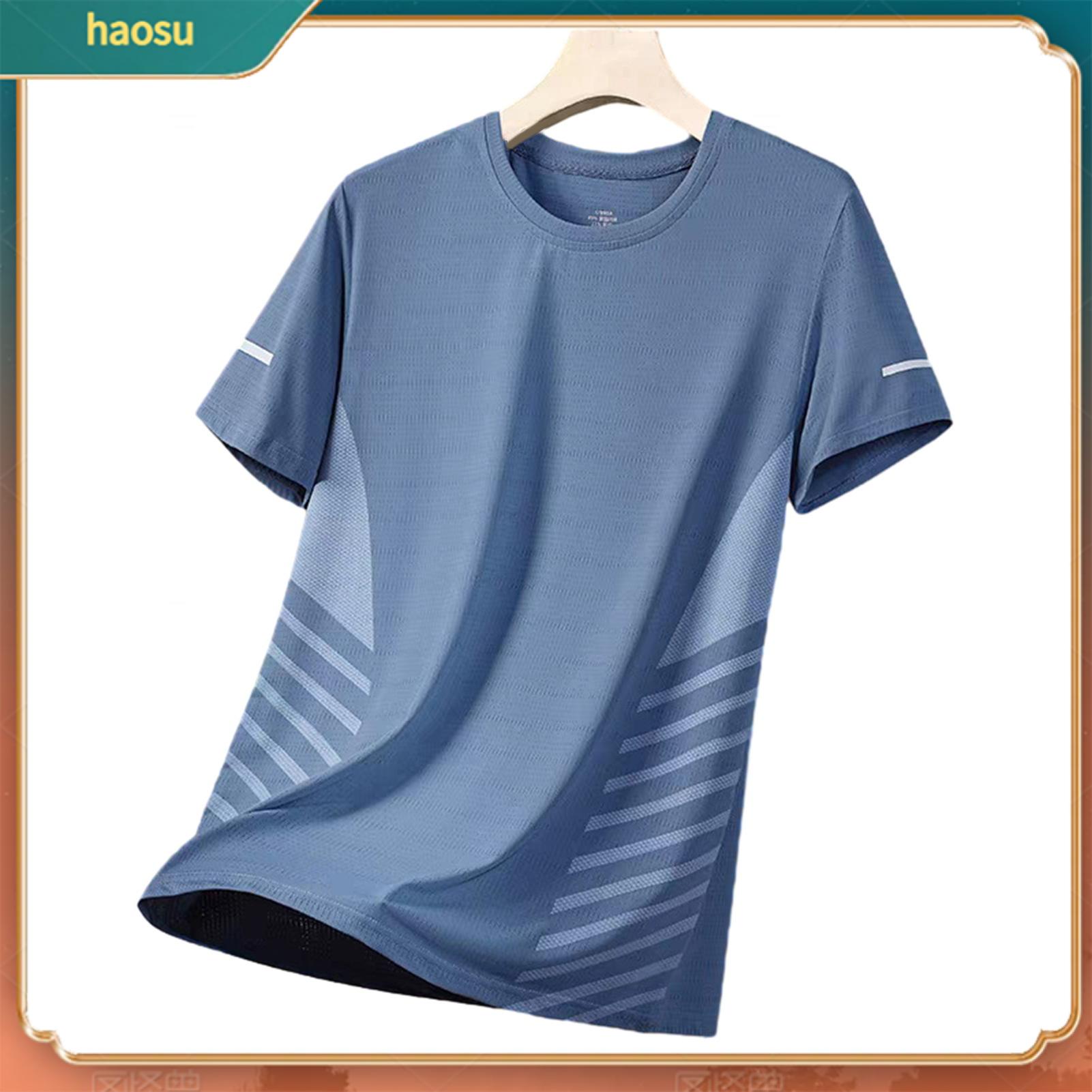 haosu Loose Fit Breathable T-shirt Men Quick-dry T-shirt Men's Quick-dry Breathable Mesh T-shirt Loose Fit Athletic Tee for Jogging Gym Fitness Training Outdoor Workouts – Lightweight Summer Sports - 3