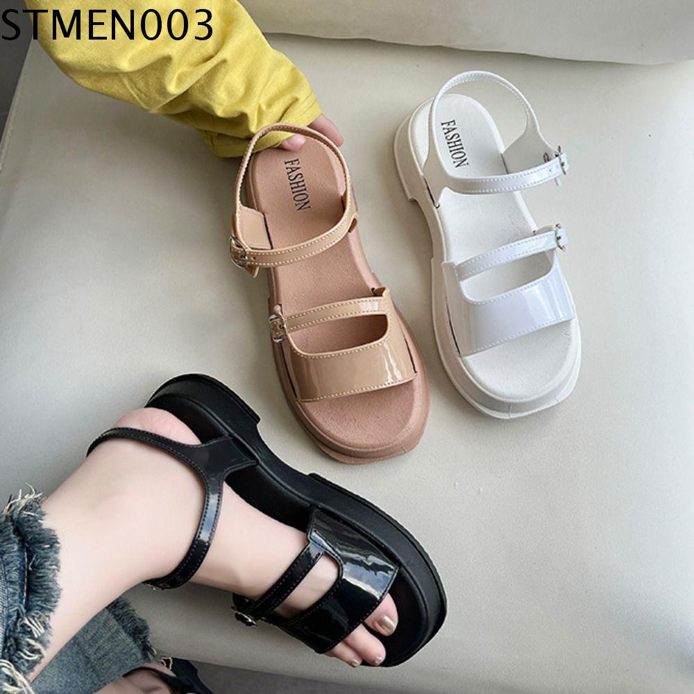 STMEN PVC Xăng đan gót thấp Rỗng Chống trượt Xăng đan nữ đế xuồng Thường ngày Đồ đi biển Giày mùa hè Mùa hè