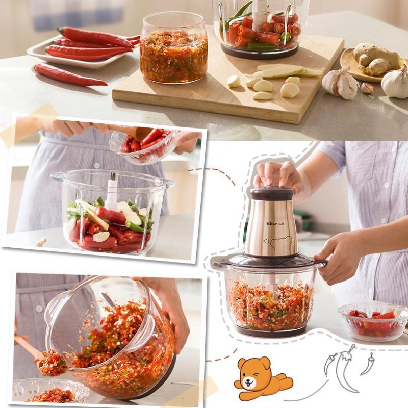 Bear Electric 2L Food Chopper Blender Meat Grinders Stainless Steel  QSJ-B03Y7 