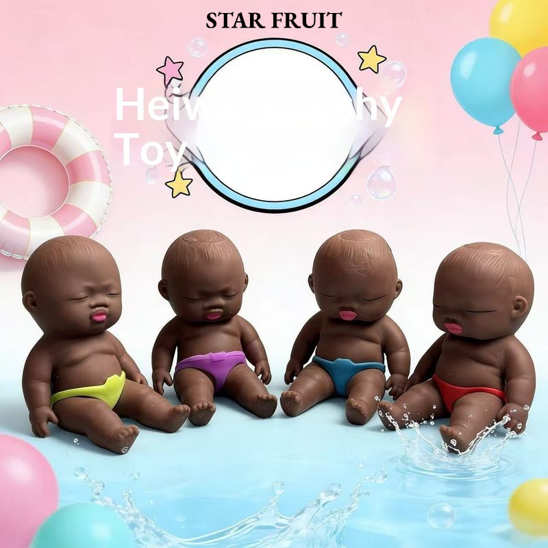 STAR FRUIT⭐ Cute Black Baby Stress Relief Toy Soft Squishy Dolls for Fun and Relaxation ราคา 33 บาท*ส่งฟรี