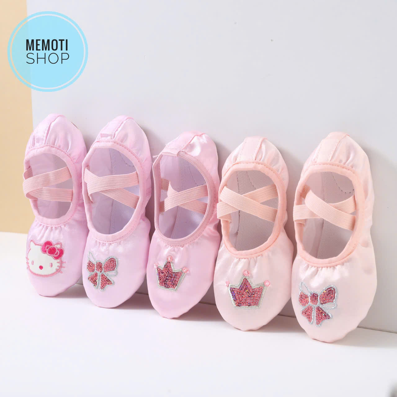 Giày múa satin mềm (kitty, vương miện, nơ)