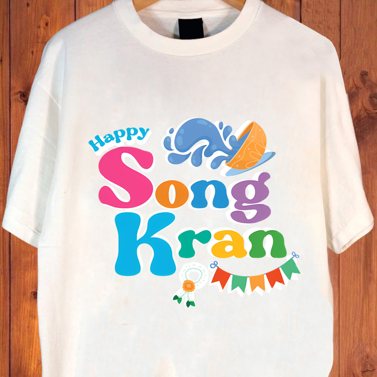 Happy Songkran Festival เสื้อยืดคอกลมแขนสั้นสงกรานต์ทั้งชายและหญิง ราคา 129 บาท*ส่งฟรี
