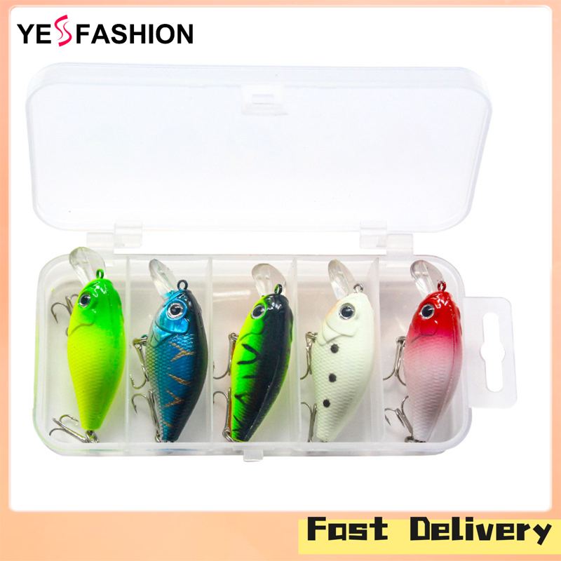 Yesfashion Store IN stock 5Pcs Mini Fishing Lures Realistic Swimming Crankbaits Bass Fishing Hard Baits Ultra Light 3-Hook Lures For Freshwater Saltwater Fishing Gear ราคา 142 บาท*ส่งฟรี