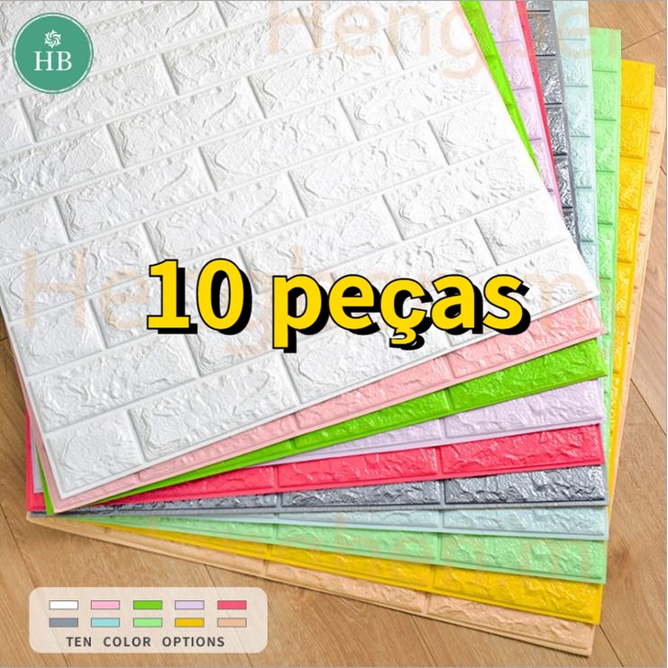 10 peças papel de parede adesivo 3D espuma XPE à prova d'água decoração de quarto de Casa