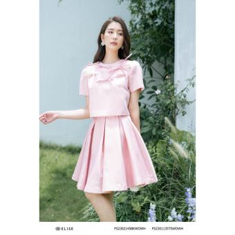 Chân váy tafta hồng xếp ly súp thiết kế Elise FS2302145BKWOWH