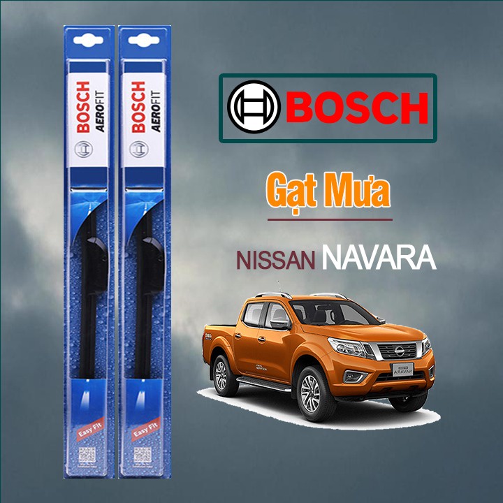 gạt Mưa Xe Nissan Navara Thương Hiệu BOSCH Aerofit Lưỡi Silicone Cao Cấp combo 2 gạt mưa silicone