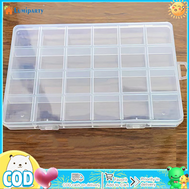 24 Compartments Transparent Storage Box With Hook Storage Container Organizer For Stationery Sundries ราคา 31 บาท*ส่งฟรี