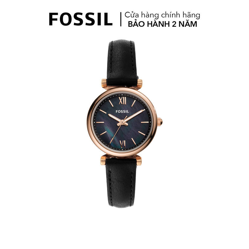 Đồng hồ nữ Fossil Carlie Mini dây da, mặt 28 MM, màu đen, ES4700