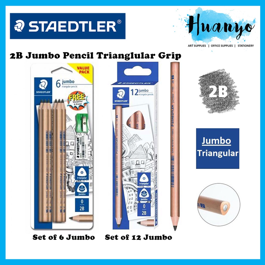 Staedtler 100J-6B Mars Lumograph Jumbo 6B Pencils - Box of 6