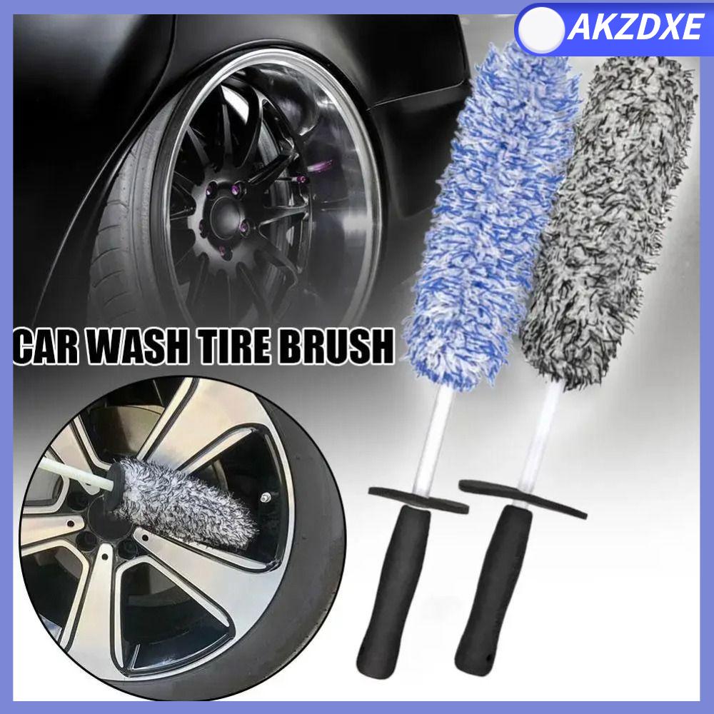 AKZDXE 1Pcs Tay cầm chống trượt Bàn chải bánh xe ô tô Dễ dàng làm sạch vành và nan hoa Sợi nhỏ Bàn chải làm sạch lốp xe Bền bỉ Phụ kiện ô tô Găng tay rửa xe tự động