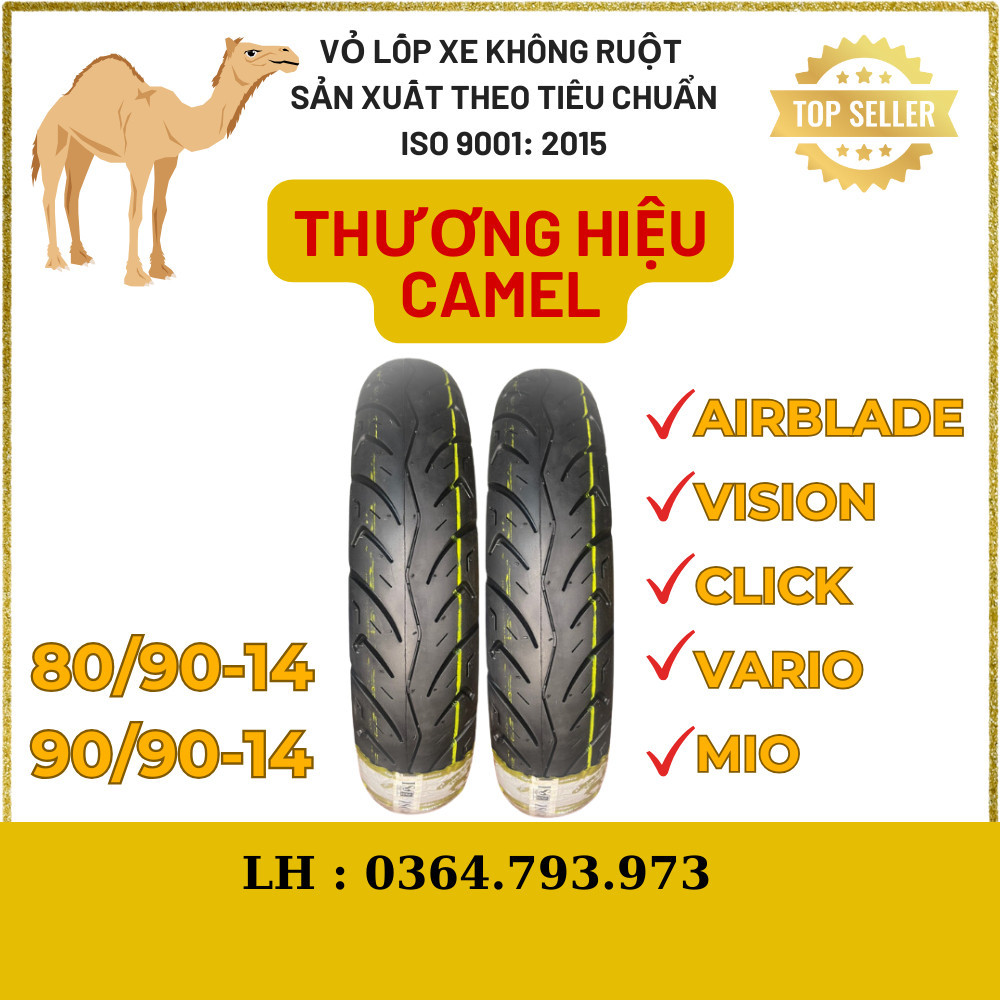 XE AIRBLADE, VISION ,CLICK ,VARIO - Cặp Vỏ Lốp XE CAMEL Không Ruột Xe Máy, XE TAY GA: AIRBLADE, VISION ,CLICK ,VARIO ..