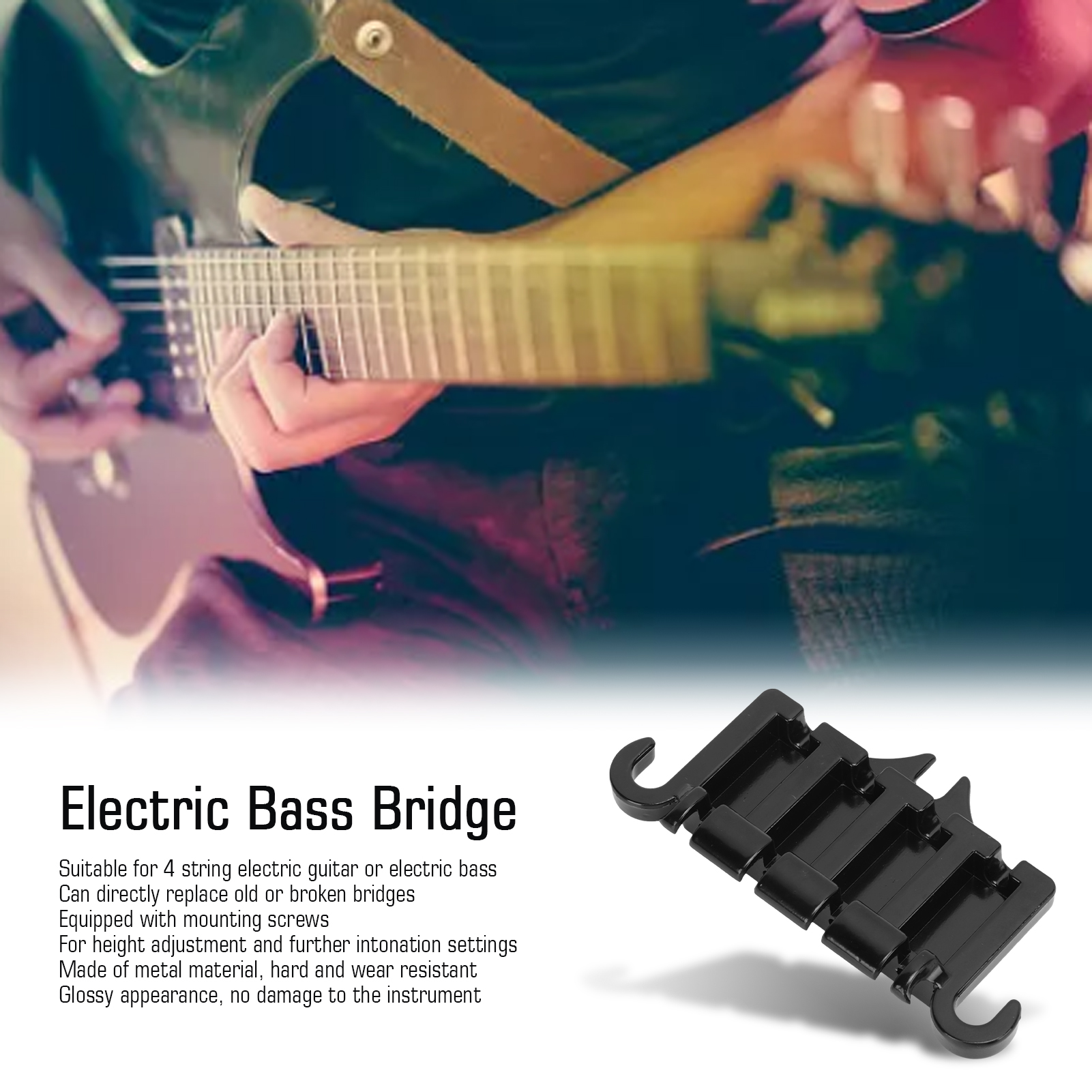 Bass Bridge 4 String Bridges Standard Size Metal with Mounting Screws for Electric Guitar and Bass