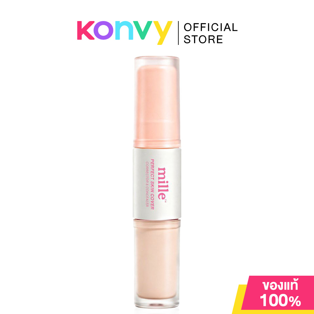 Mille Duo Perfect Skin Cover Corrector &amp; Concealer [5g + 5g] #Peach-Oat มิลเล่ คอเรคเตอร์ &amp; คอนซีลเลอร์ 2in1 ราคา 379 บาท*ส่งฟรี