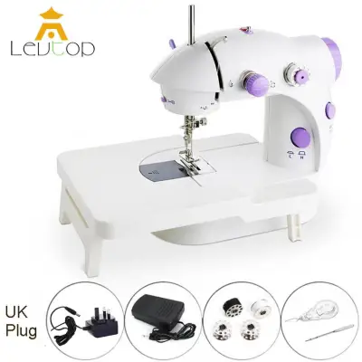 LEVTOP【Promotion】Sewing Machine Portable Mini Electric Handheld Sewing Machines Stitch Dual Speed Adjustment with Light Foot AC100-240V Double Threads Pendal