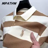 MPATHW  Áo polo nam mới mùa hè thời trang xu hướng sọc cổ thêu áo thun休闲