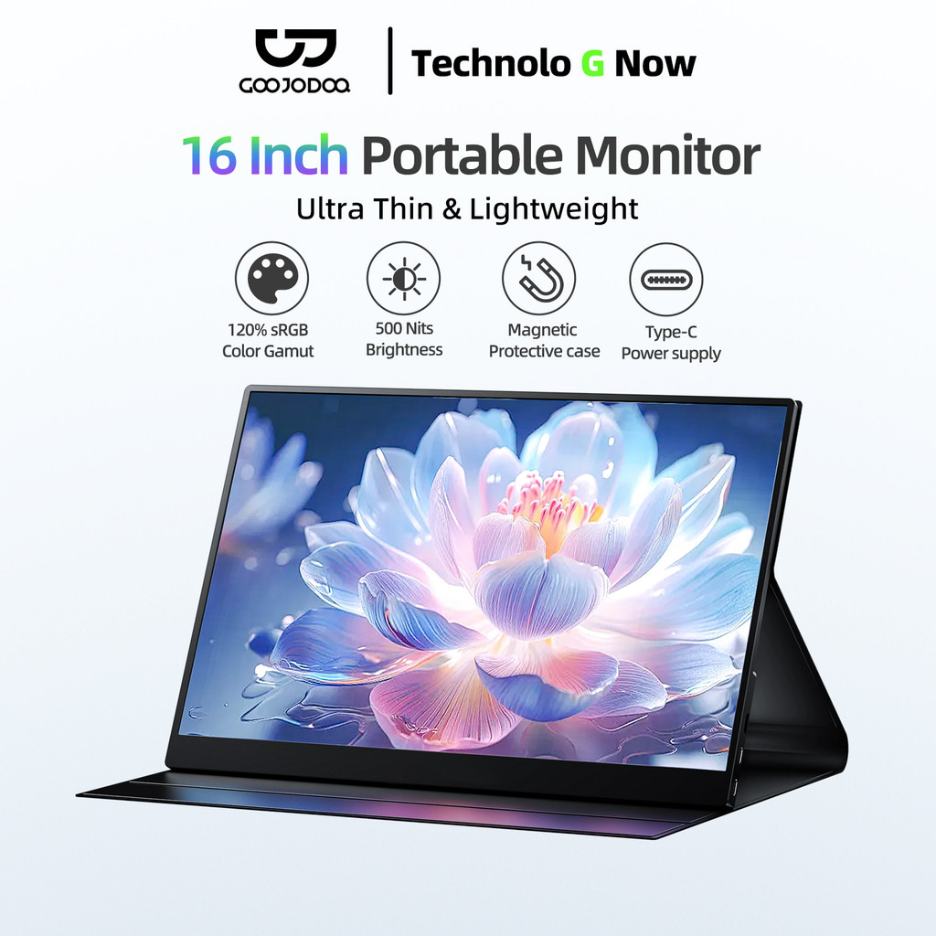 GOOJODOQ portable display monitor มอนิเตอร์ แบบพกพา สําหรับแล็ปท็อป 16 นิ้ว 1080P FHD IPS USB-C HDMI สําหรับ iPad Laptop PC Mac Phone Xbox Switch PS4 พร้อมขาตั้ง ราคา 3,500 บาท*ส่งฟรี