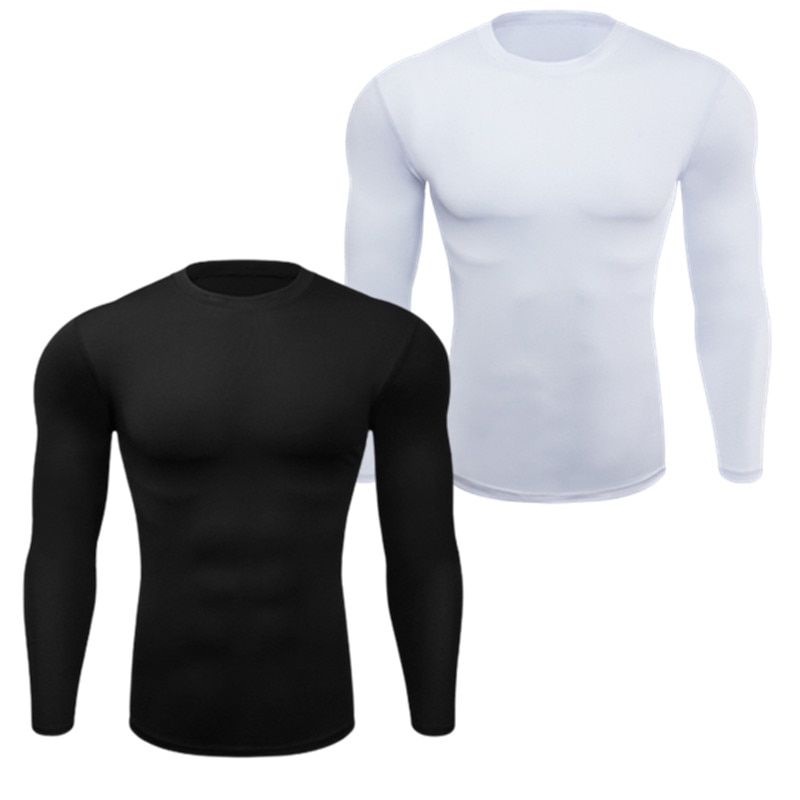 Men Base Layer Exercise T-shirts Compression Running Tights Pilates