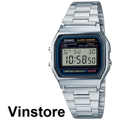 [Vinstore] Casio Vintage Stainless Steel Adjustable Strap Digital Quartz Watch A158WA-1DF A158WA-1 A158WA-1D