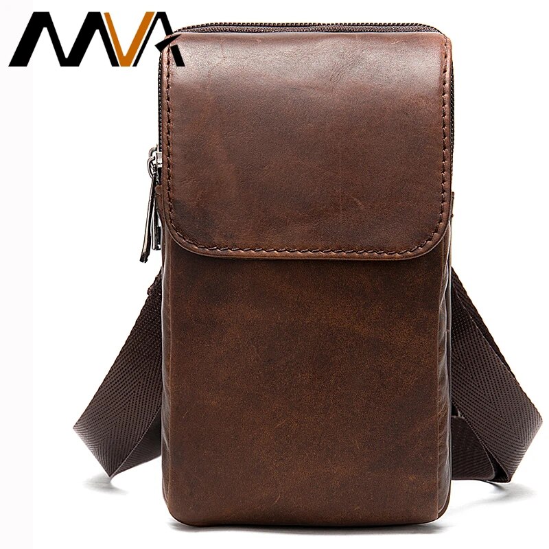 ZZOOI MVA Men's Shoulder Bag belt Men's Genuine Leather Crossbody Bags for Men Small Messenger Bags Pouch Male Waist/Phone Bags 8847 - ยี่ห้อ ZZOOI ราคา 867 บาท*ส่งฟรี